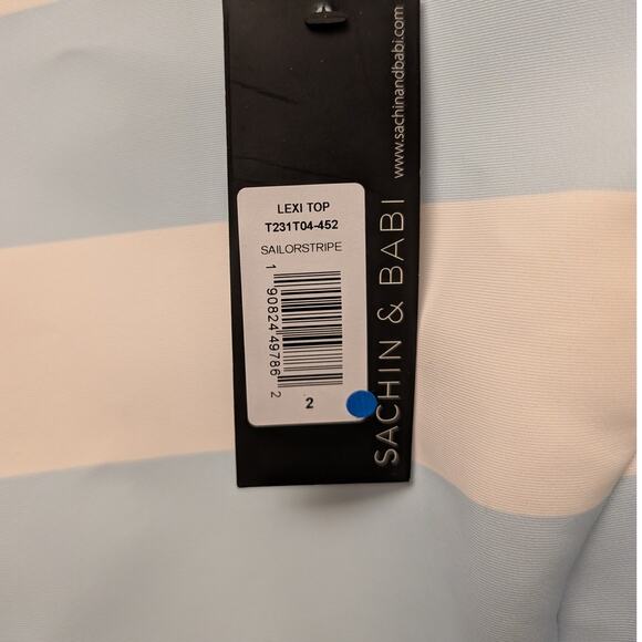 Sachin & Babi Lexi Sleeveless Crop Top Sailor Striped Preppy Nautical Zip Back - Picture 6 of 6